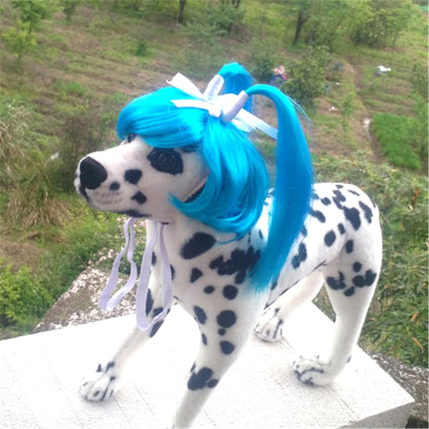 Cute Pet Dog Cat Curly Wig Long Hair Cosplay Halloween Costume Fancy Dress Dropshipping Hot Sale