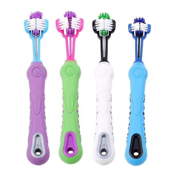 Hot Selling Three Sided Pet Toothbrush Dog Brush Addition Bad Breath Tartar Teeth Care Dog Cat Cleaning Mouth YH-461651