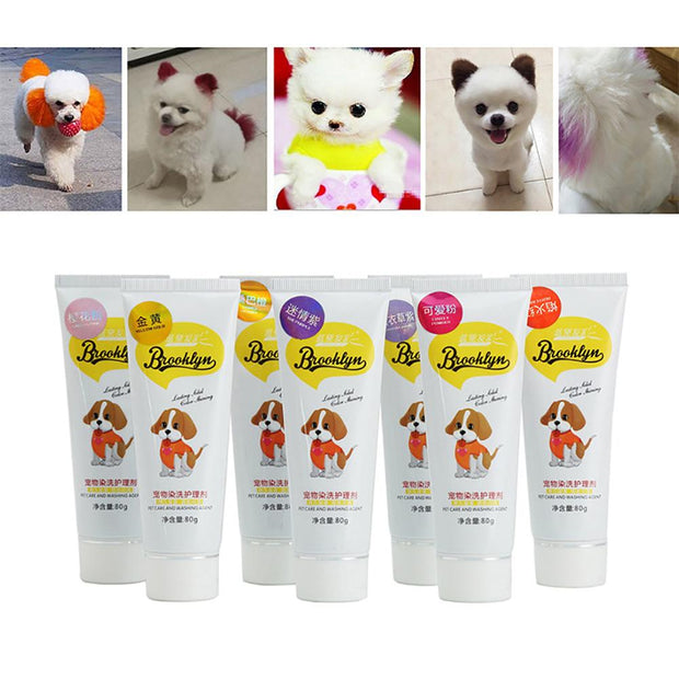 80g Pet Dog Cats Animals Hair Bright Coloring Dyestuffs Dyeing Pigment Agent Supplies Hair Coloring Safe Dog Accessories