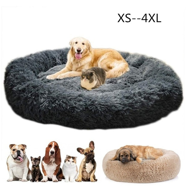 Big Orthopedic Dog Bed Comfortable Doughnut Round Washable Deep Sleep Calming Dog Beds for Large Dog Medium Dogs and Cat Supply
