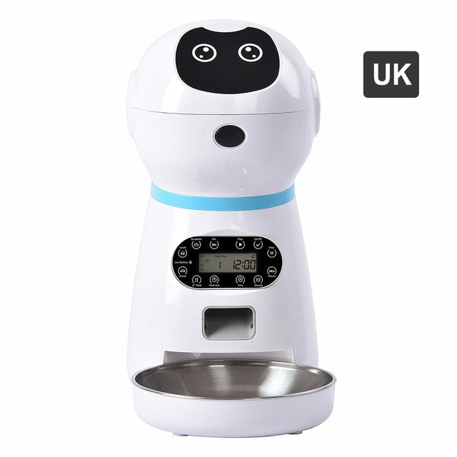 Automatic Pet Feeders US/UK/EU Plug With Voice Record Stainless Steel Dog Food Bowl Auto Cat LCD Screen Timer Food Dispenser