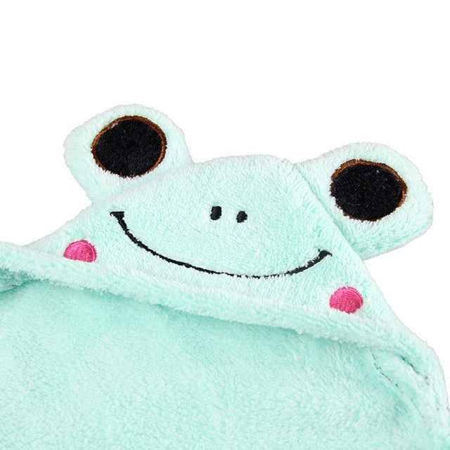 Cute Pet Bathrobe for Mice, Cats, Small and Medium Dog Microfiber Super Absorbent Dog Cat Bath Cloak Pet Drying Towel-Panda Frog