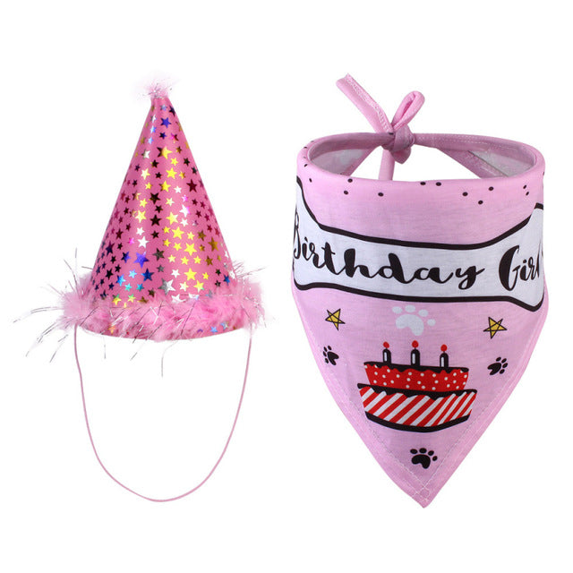 High Quality Sequined Pet Birthday Hat with Bib Cat Dog Party Hat and Bib Birthday Outfit Decoration Pet Accessories Dropship