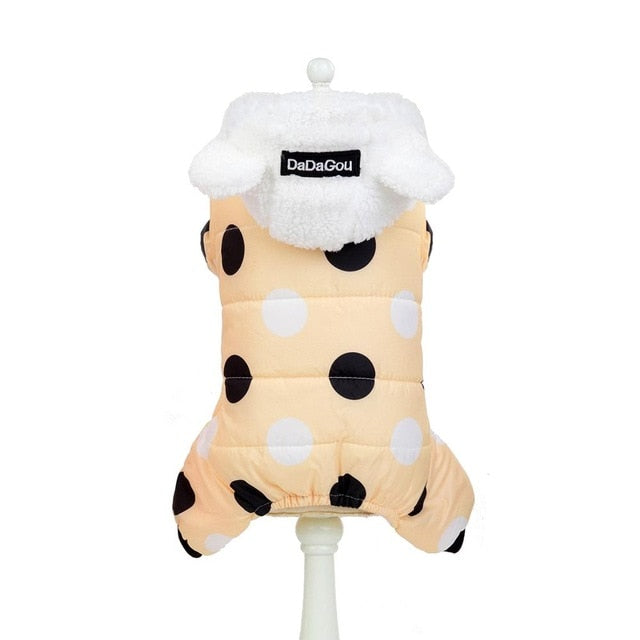 Winter Dog Clothes Hoodie Coat Big Polka Dot Cotton Coat Thicken Winter Warm Clothes for Small Dogs Puppy Sweater Dogs Pets