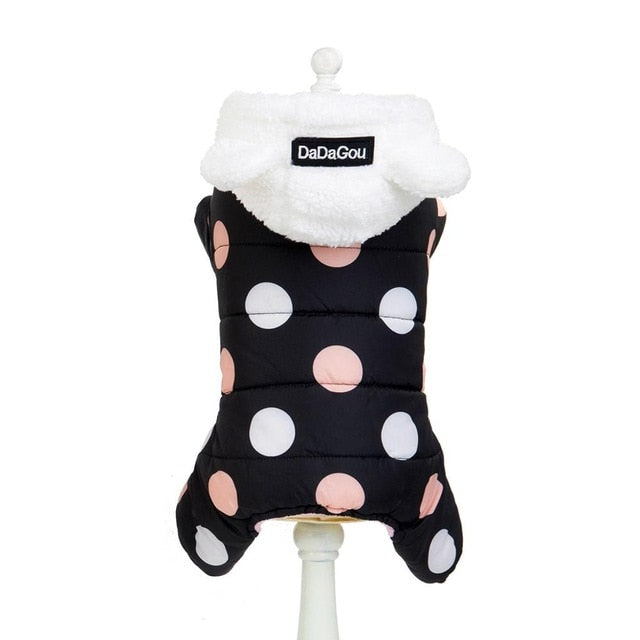 Winter Dog Clothes Hoodie Coat Big Polka Dot Cotton Coat Thicken Winter Warm Clothes for Small Dogs Puppy Sweater Dogs Pets