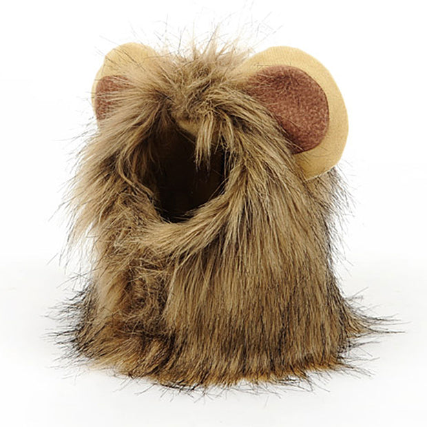 warm Pet Cat Dog Emulation Lion Hair Mane Ears Head Cap Autumn Winter Dress Up Costume Muffler Scarf