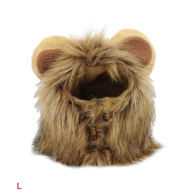 warm Pet Cat Dog Emulation Lion Hair Mane Ears Head Cap Autumn Winter Dress Up Costume Muffler Scarf