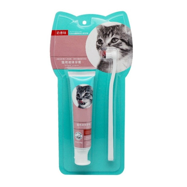 Pet Toothbrush Toothpaste Set Puppy Milk/Mint/Beef Taste Toothbrush Dog Cat Finger Back Up Brush Long Handle Brush Care Tool