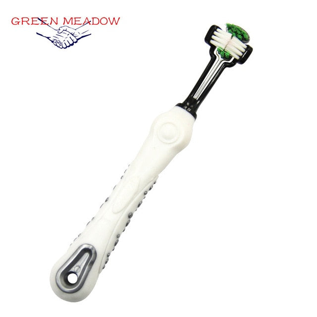 Pet toothbrush three-head toothbrush Multi-angle cleaning Large dog toothbrush