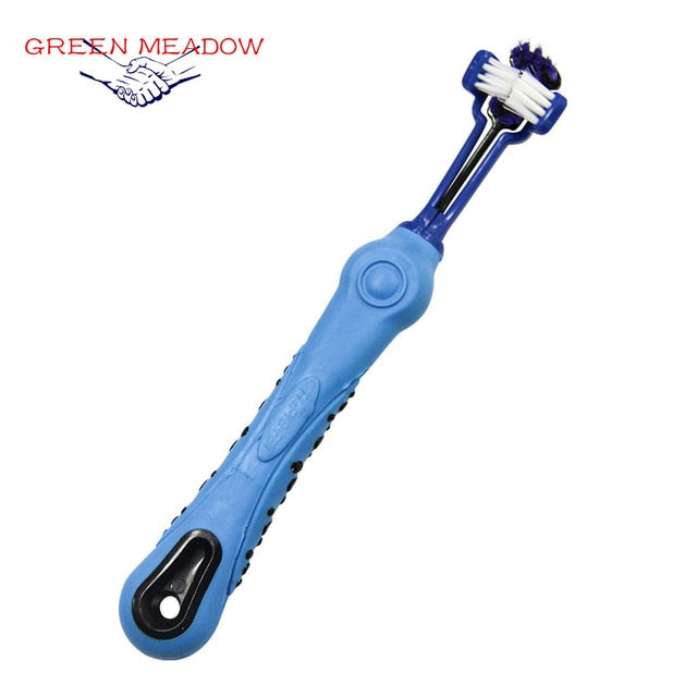 Pet toothbrush three-head toothbrush Multi-angle cleaning Large dog toothbrush