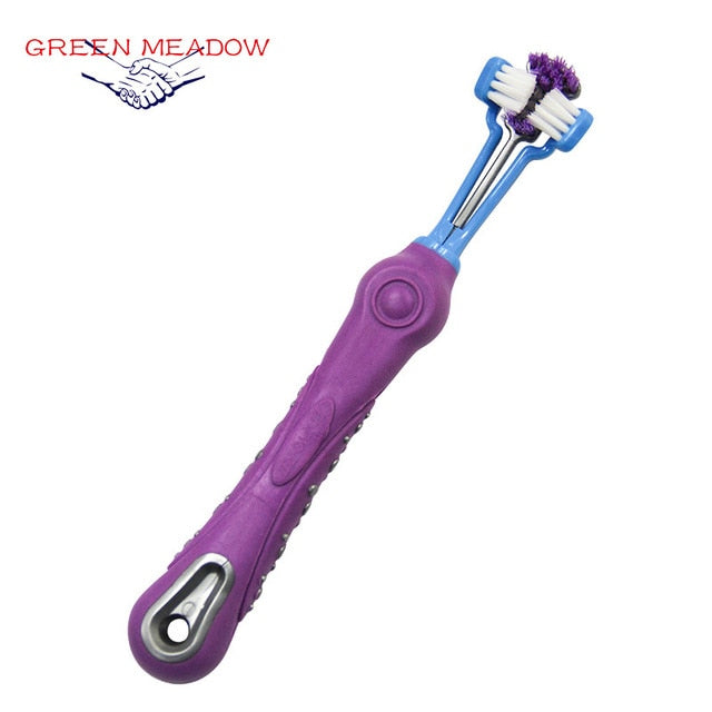 Pet toothbrush three-head toothbrush Multi-angle cleaning Large dog toothbrush