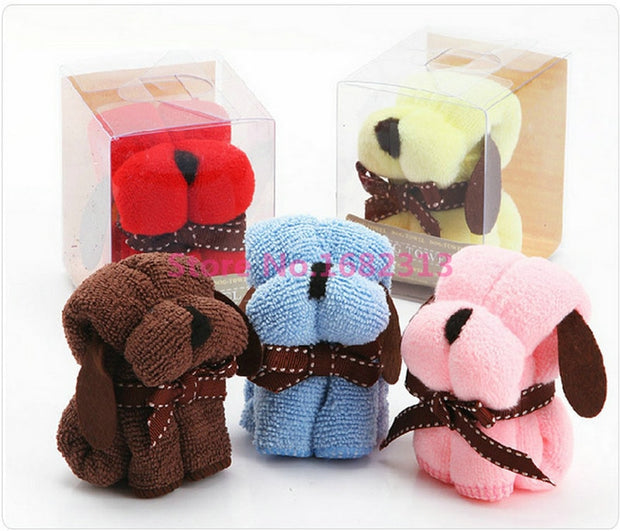 New Random color 20 * 20cm Creative gifts cartoon shape small squares towels boxed towel dog small dog towel free shipping